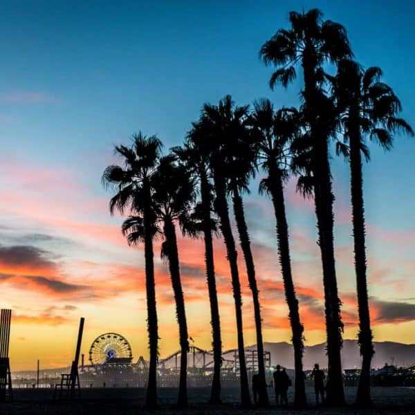 Los Angeles Santa Monica pier at sunset