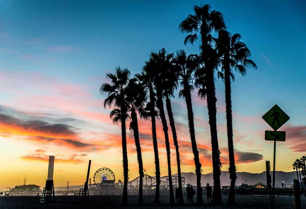 Los Angeles Santa Monica pier at sunset