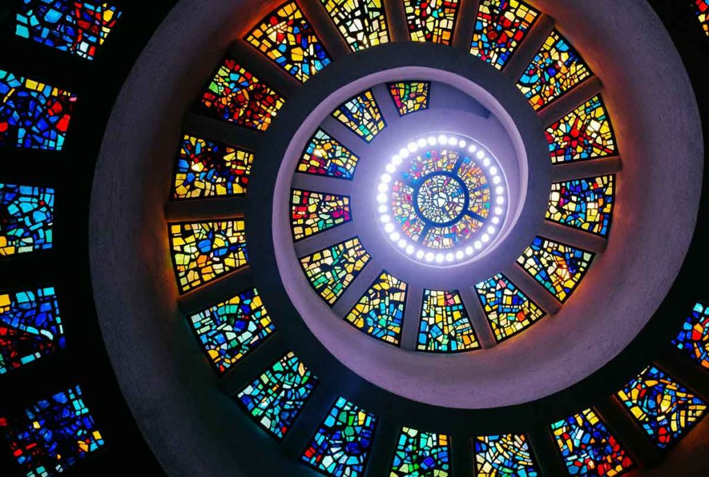 Dallas cathedral coloured glass windows