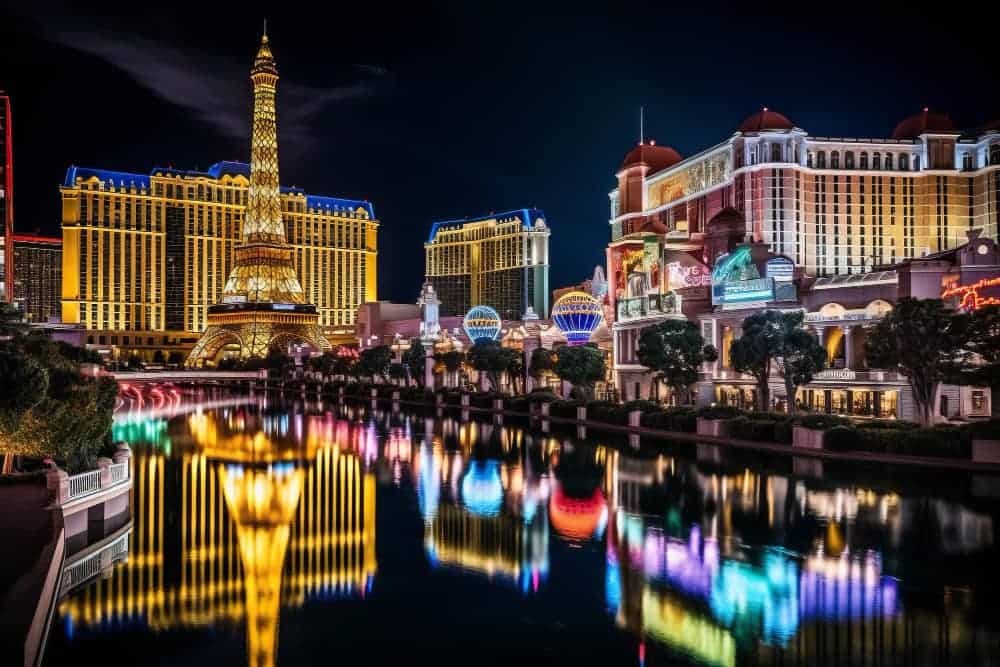 Las Vegas Strip night view of hotels