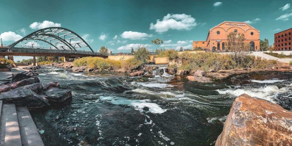 Denver river view with bridge