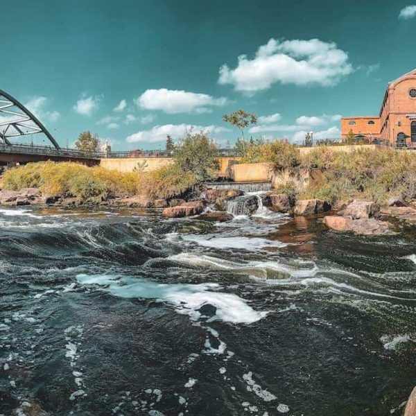 Denver river view with bridge