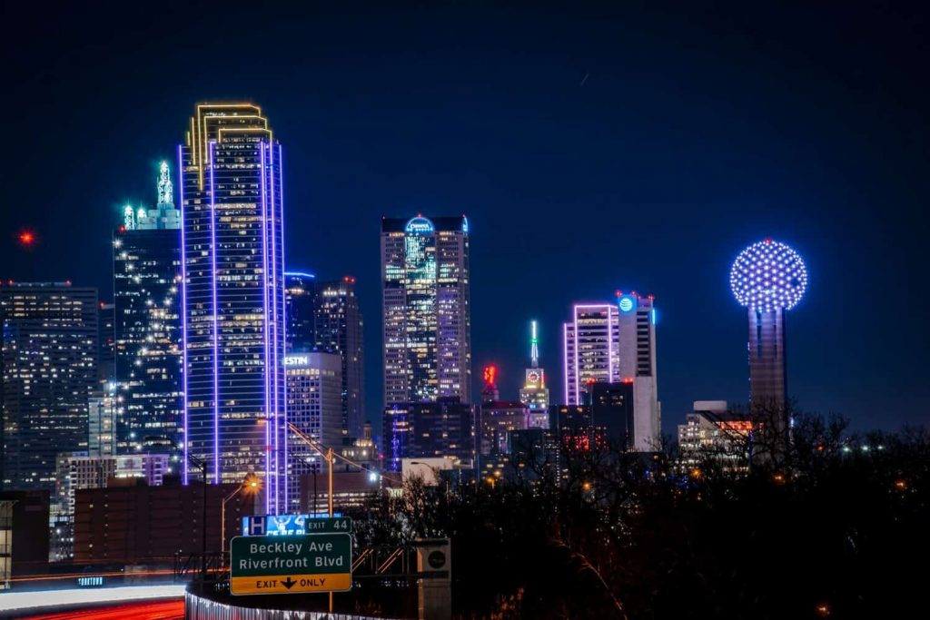 Dallas skyline at night